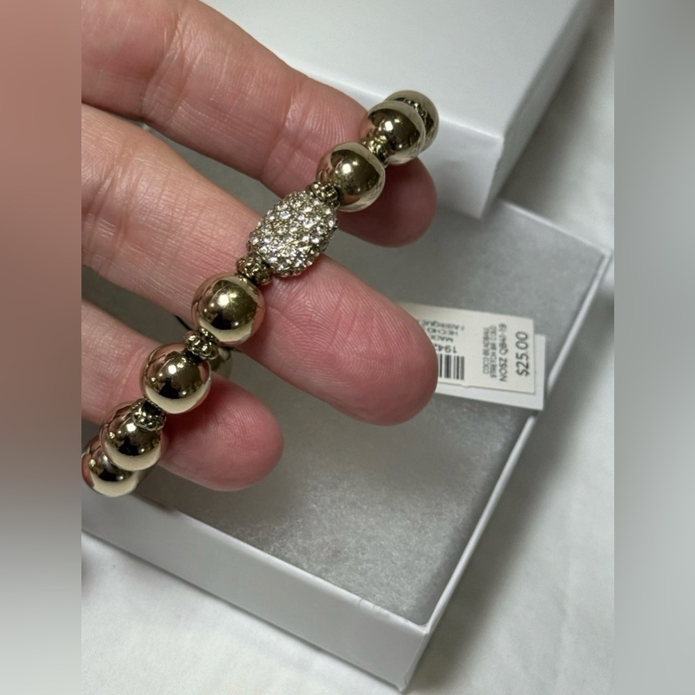 NWT CHICO'S GLAM GOLD WITH RHINESTONES STRETCH BRACELETS Lot Of 2 $50 - Picture 3 of 7